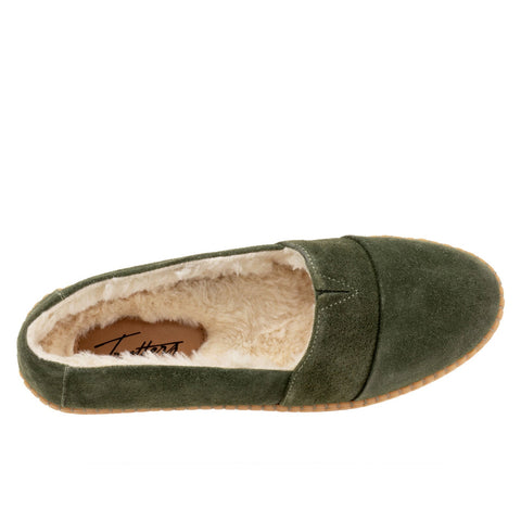 Trotters Ruby Plush T2271-310 Womens Green Suede Slip On Loafer Flats Shoes