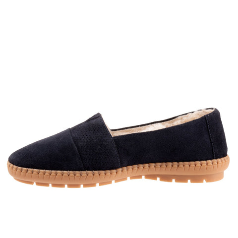 Trotters Ruby Plush T2271-405 Womens Blue Wide Suede Loafer Flats Shoes