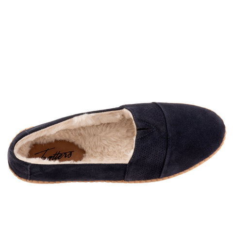 Trotters Ruby Plush T2271-405 Womens Blue Wide Suede Loafer Flats Shoes