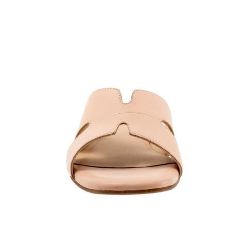 Trotters Nell T2316-130 Womens Beige Leather Slip On Slides Sandals Shoes