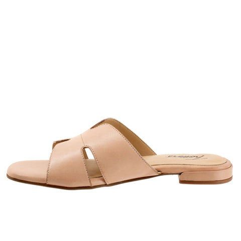 Trotters Nell T2316-130 Womens Beige Leather Slip On Slides Sandals Shoes