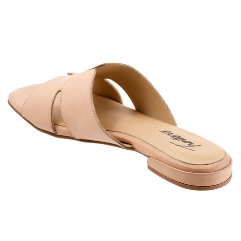 Trotters Nell T2316-130 Womens Beige Leather Slip On Slides Sandals Shoes