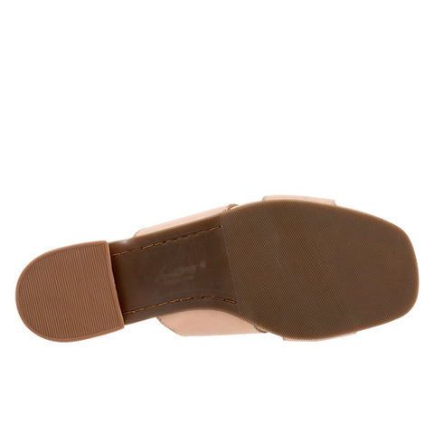 Trotters Nell T2316-130 Womens Beige Leather Slip On Slides Sandals Shoes