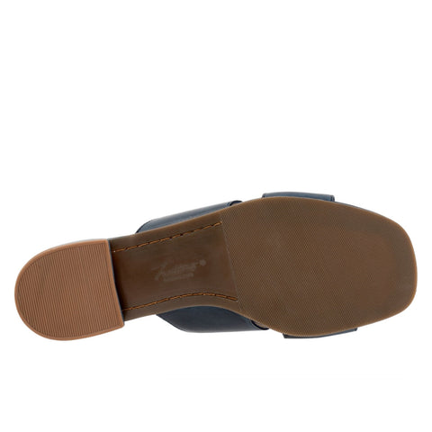 Trotters Nell T2316-400 Womens Blue Leather Slip On Slides Sandals Shoes