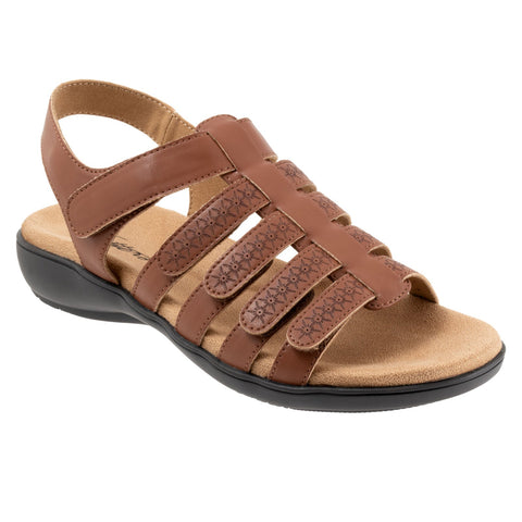 Trotters Tiki Laser T2322-215 Womens Brown Leather Slingback Sandals Shoes