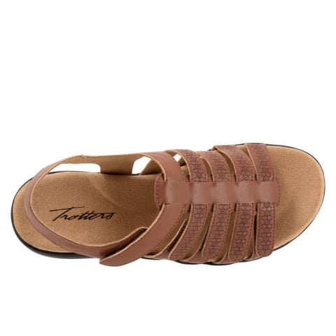 Trotters Tiki Laser T2322-215 Womens Brown Extra Wide Slingback Sandals Shoes