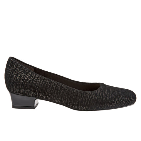 Trotters Doris T3235-013 Womens Black Suede Slip On Pumps Heels Shoes