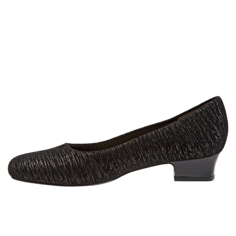 Trotters Doris T3235-013 Womens Black Suede Slip On Pumps Heels Shoes