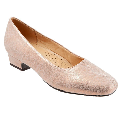 Trotters Doris T3235-726 Womens Pink Leather Slip On Pumps Heels Shoes