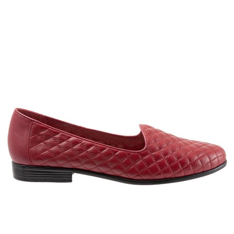 Trotters Liz T5158-632 Womens Red Leather Slip On Loafer Flats Shoes