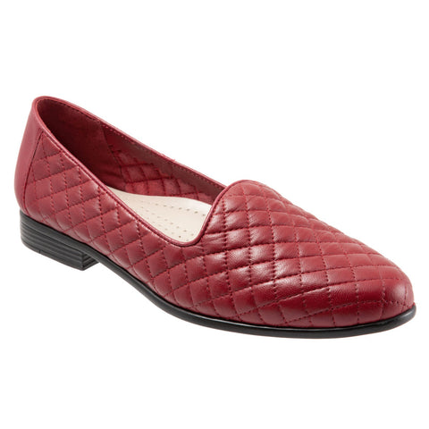 Trotters Liz T5158-632 Womens Red Leather Slip On Loafer Flats Shoes