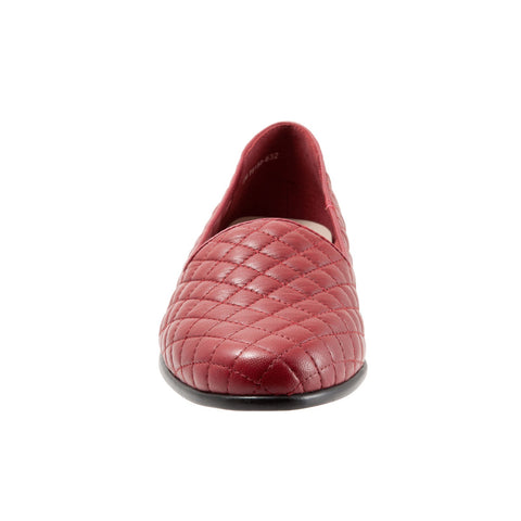 Trotters Liz T5158-632 Womens Red Leather Slip On Loafer Flats Shoes