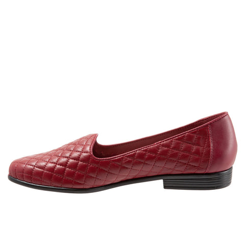Trotters Liz T5158-632 Womens Red Leather Slip On Loafer Flats Shoes