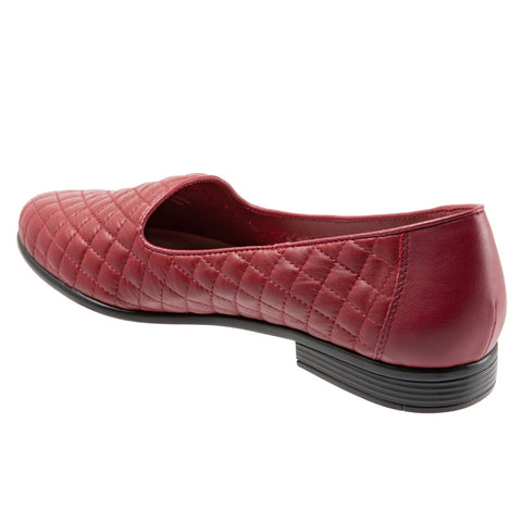 Trotters Liz T5158-632 Womens Red Leather Slip On Loafer Flats Shoes