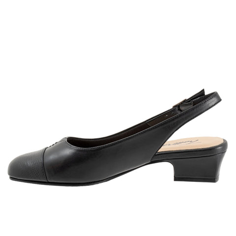 Trotters Dea T7001-057 Womens Black Leather Slingback Heels Shoes