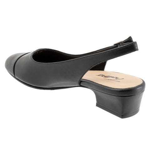 Trotters Dea T7001-057 Womens Black Leather Slingback Heels Shoes