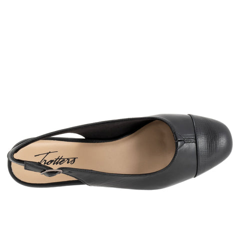 Trotters Dea T7001-057 Womens Black Extra Wide Slingback Heels Shoes