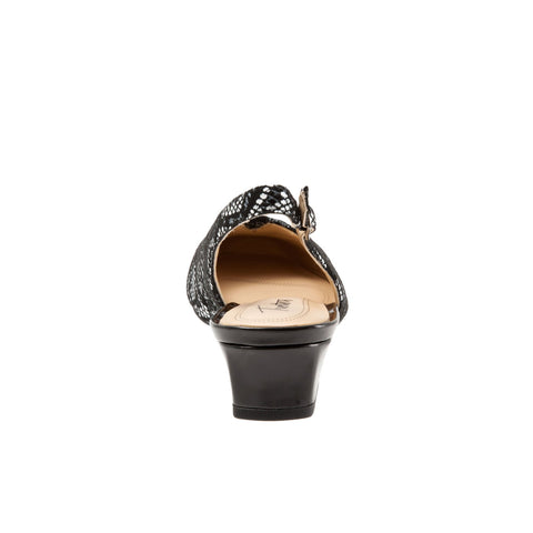 Trotters Dea T7001-092 Womens Black Wide Leather Slingback Heels Shoes