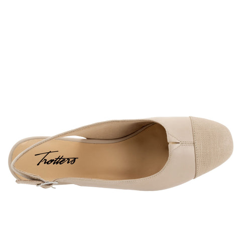 Trotters Dea T7001-114 Womens Beige Leather Slingback Heels Shoes