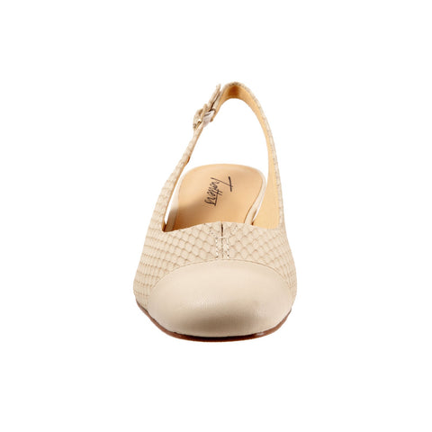 Trotters Dea T7001-128 Womens Beige Wide Leather Slingback Heels Shoes
