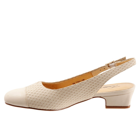 Trotters Dea T7001-128 Womens Beige Wide Leather Slingback Heels Shoes