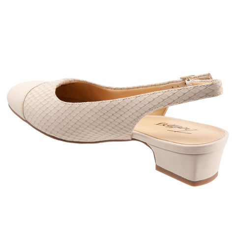Trotters Dea T7001-128 Womens Beige Wide Leather Slingback Heels Shoes