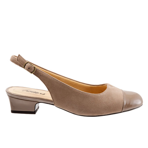 Trotters Dea T7001-135 Womens Brown Extra Wide Suede Slingback Heels Shoes