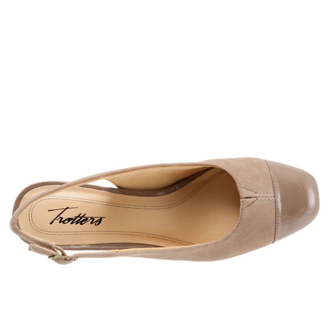 Trotters Dea T7001-135 Womens Brown Extra Wide Suede Slingback Heels Shoes