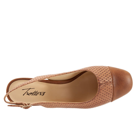 Trotters Dea T7001-294 Womens Brown Narrow Leather Slingback Heels Shoes