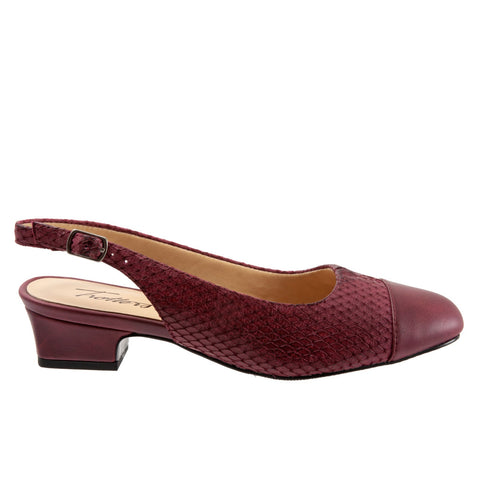 Trotters Dea T7001-627 Womens Burgundy Leather Heels Slingback Shoes