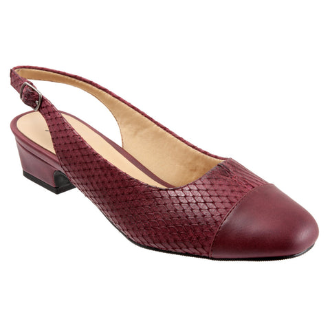 Trotters Dea T7001-627 Womens Burgundy Leather Heels Slingback Shoes