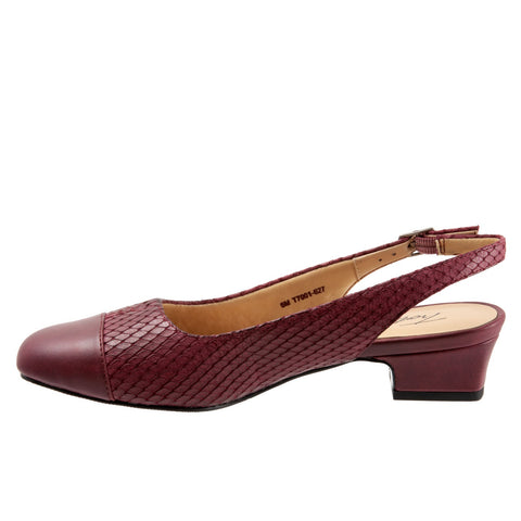 Trotters Dea T7001-627 Womens Burgundy Leather Heels Slingback Shoes