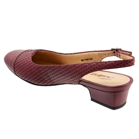 Trotters Dea T7001-627 Womens Burgundy Leather Heels Slingback Shoes