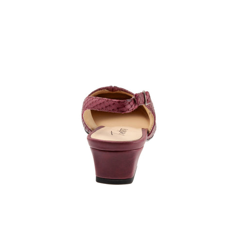 Trotters Dea T7001-627 Womens Burgundy Leather Heels Slingback Shoes