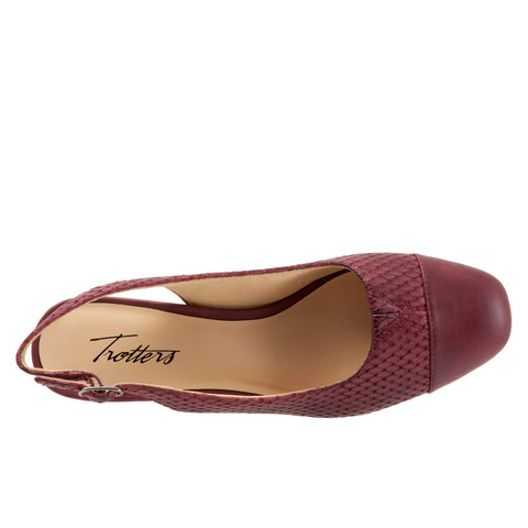 Trotters Dea T7001-627 Womens Burgundy Leather Heels Slingback Shoes
