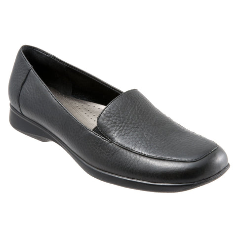 Trotters Jenn T9521-001 Womens Black Leather Slip On Loafer Flats Shoes
