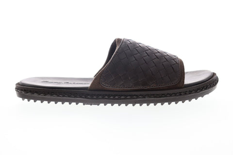 Tommy Bahama Short Crest Slide TB7F00161 Mens Brown Leather Slip On Slides Sandals Shoes