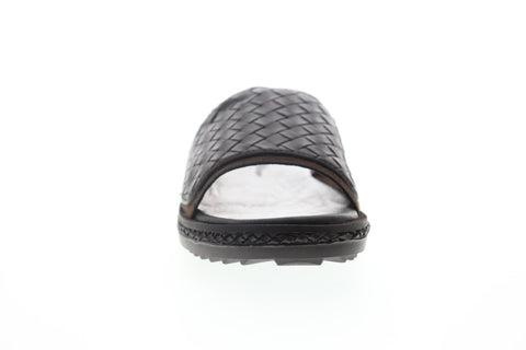 Tommy Bahama Short Crest Slide TB7F00161 Mens Brown Leather Slip On Slides Sandals Shoes