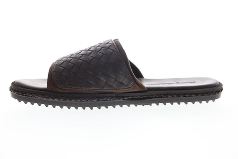 Tommy Bahama Short Crest Slide TB7F00161 Mens Brown Leather Slip On Slides Sandals Shoes