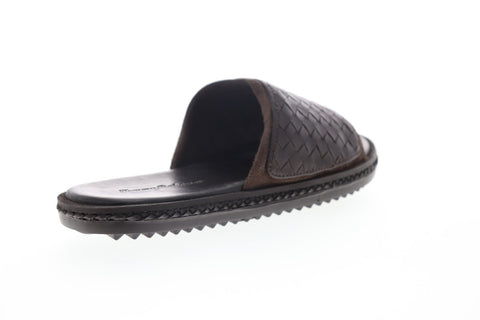 Tommy Bahama Short Crest Slide TB7F00161 Mens Brown Leather Slip On Slides Sandals Shoes