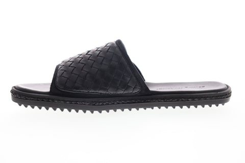 Tommy Bahama Land Crest Slide TB7F10161 Mens Black Leather Slip On Slides Sandals Shoes