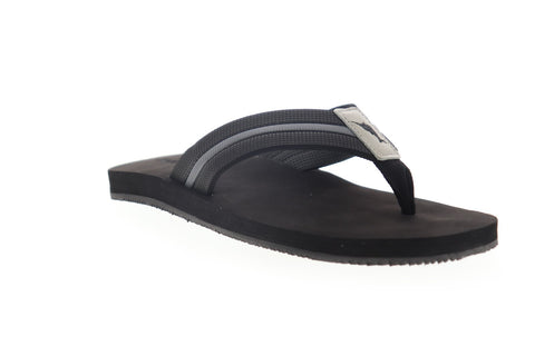 Tommy Bahama Taheeti TB7S00067 Mens Black Leather Flip-Flops Sandals Shoes