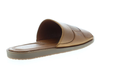 Tommy Bahama Gennadi Palms Mens Brown Leather Slides Slip On Sandals Shoes