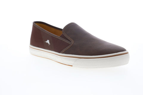 Tommy Bahama Pascale TB9M10149 Mens Brown Leather Slip On Sneakers Shoes
