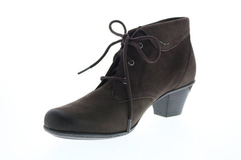 Earth Teak Boot Womens Brown Suede Lace Up Ankle & Booties Boots