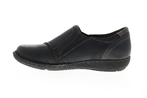 Earth Origins Tamara Teri Womens Black Leather Slip On Loafer Flats Shoes