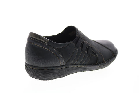 Earth Origins Tamara Teri Womens Black Leather Slip On Loafer Flats Shoes