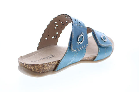 Earth Origins Tessa Womens Blue Wide Leather Strap Sandals Shoes