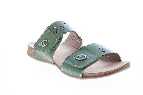 Earth Origins Tessa Womens Green Leather Strap Sandals Shoes