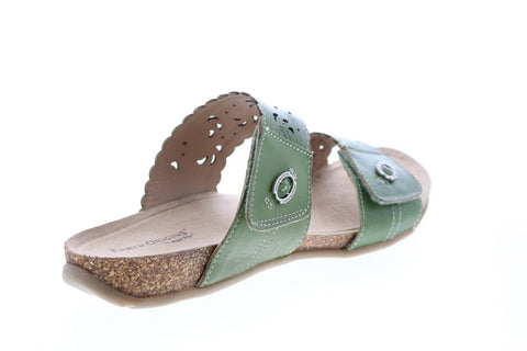 Earth Origins Tessa Womens Green Leather Strap Sandals Shoes